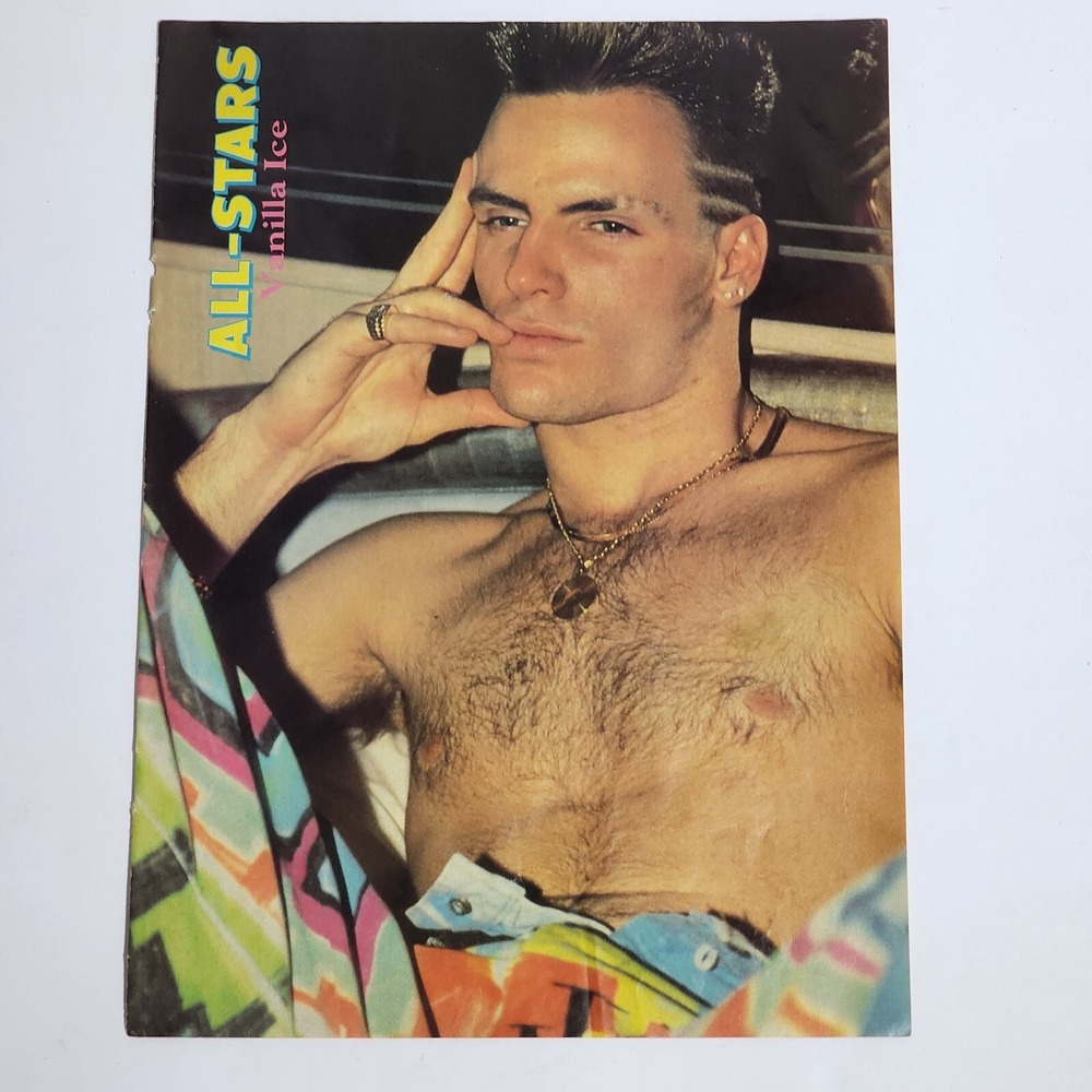 Vanilla Ice Shirtless Thinking Poster Pinup Clipping Vintage 8x10 All-Stars